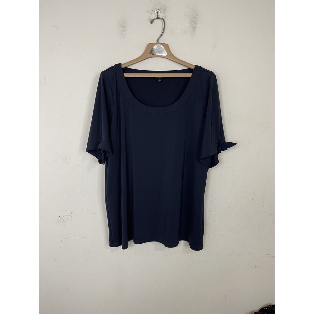 Talbots Womens‎ Shirt 2X Navy Blue Travel Easy Care Office Career Top Blouse
